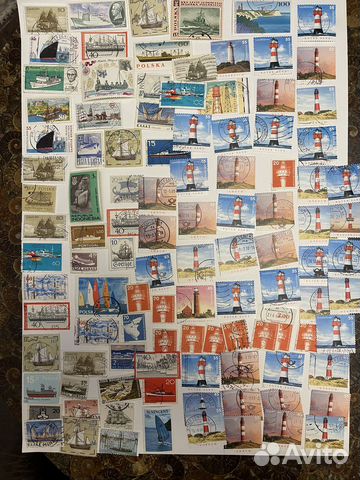 Большая коллекция марок. Корабли, маяки