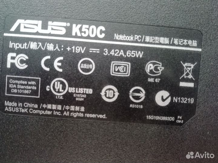 Ноутбук Asus k50c