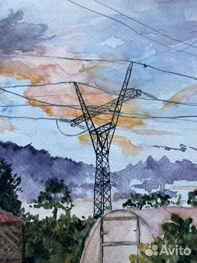 Картина акварелью пейзаж