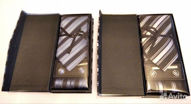 Мужской подарочный набор: галстук, платок, запонки