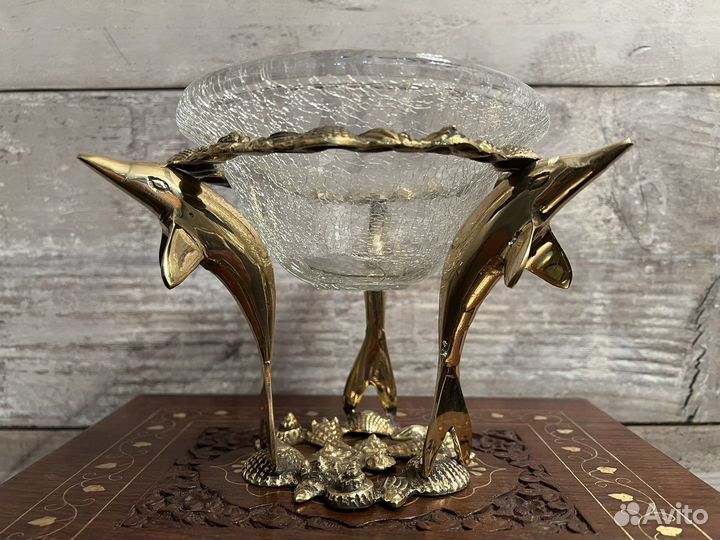 Ваза для конфет. Латунь, стекло