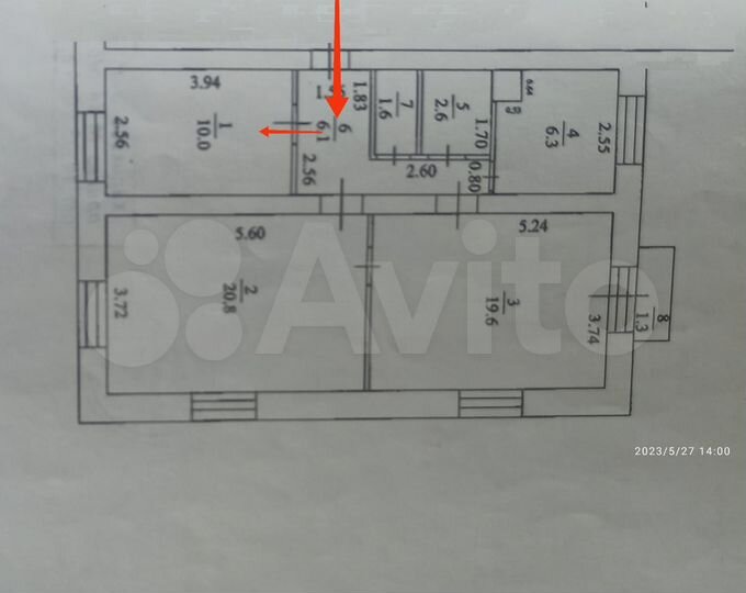 Комната 10 м² в 3-к., 3/3 эт.