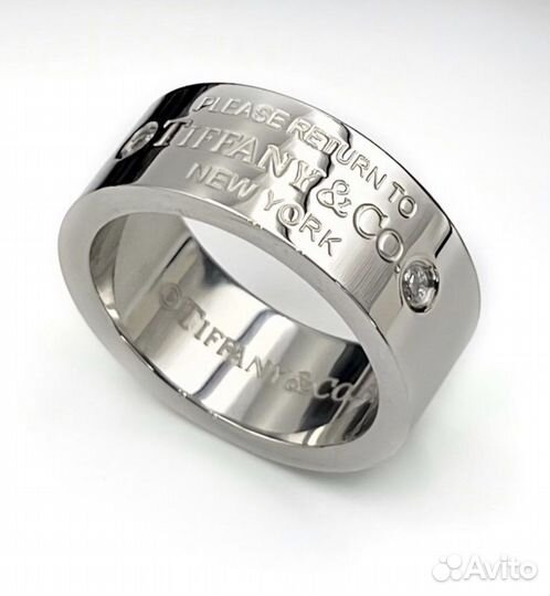 Широкое кольцо Tiffany цирконы