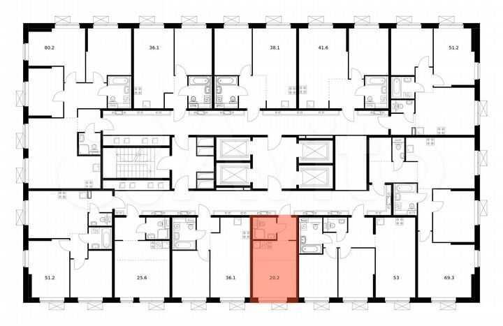 Квартира-студия, 20,2 м², 30/33 эт.
