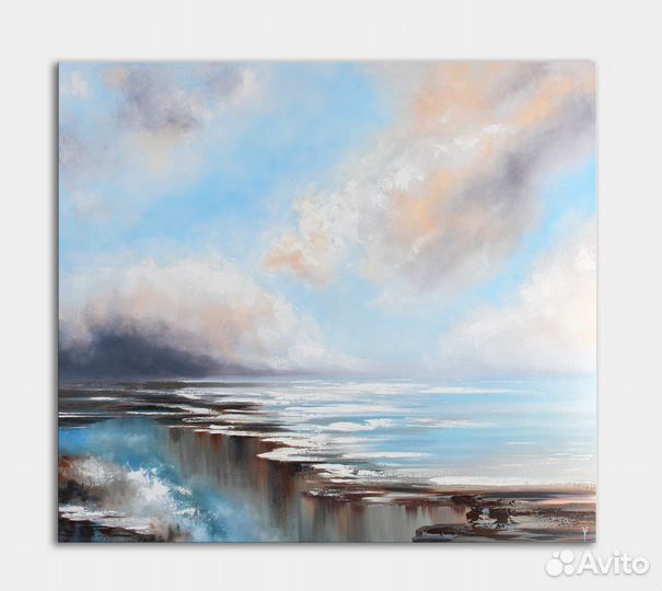Большая современная картина маслом морской пейзаж