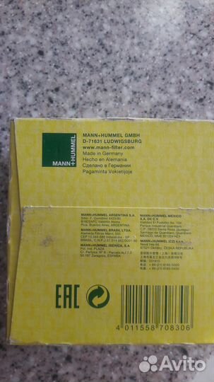 Фильтр Mann W 712/94 на многие Toyota, Lexus