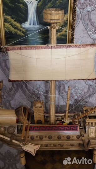 Римский боевой корабль, Дерево, ручная работа,90см