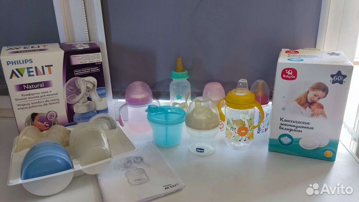 Philips Avent молокоотсос ручной + бутылочки