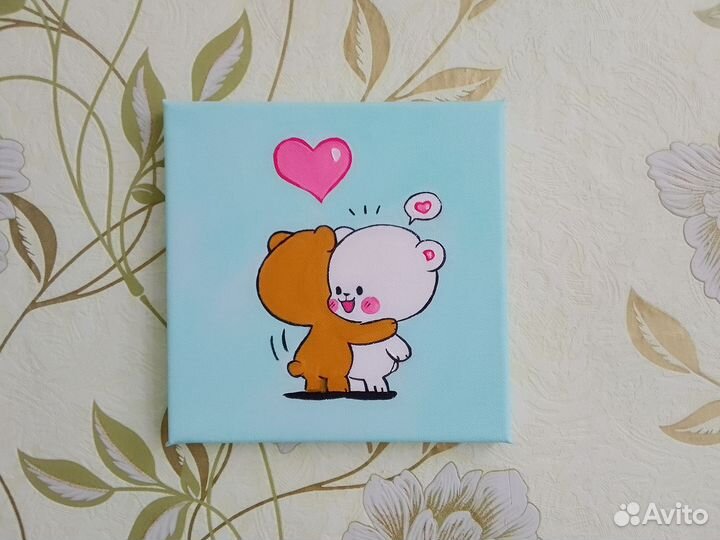 Картина Мишки на холсте 20*20 см