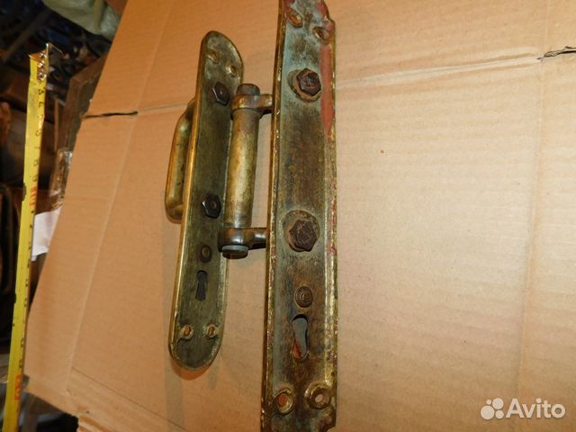 2 Антикварные, латунные,дверные ручки с борской ус