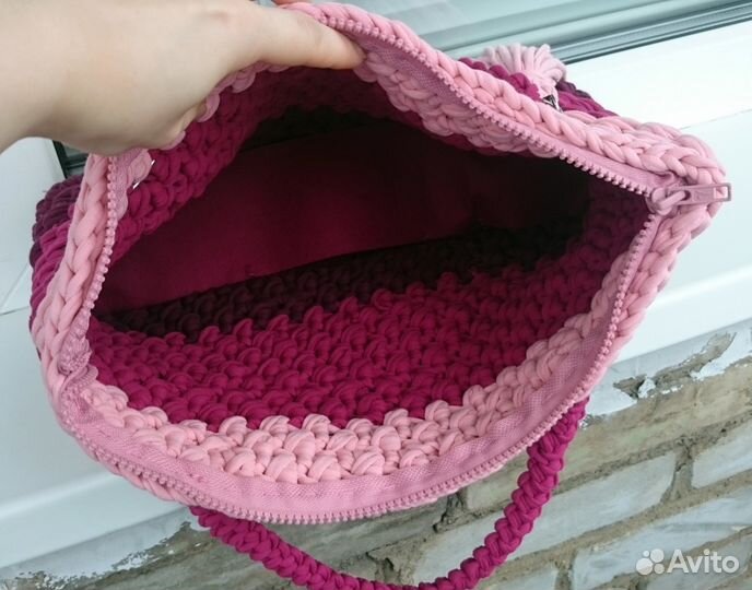 Вязаная сумка Вишневые цветы handmade