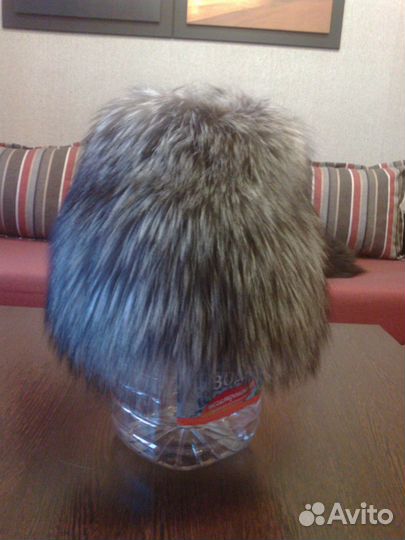 Шапка зимняя б/у из вязаной чернобурки - стожок