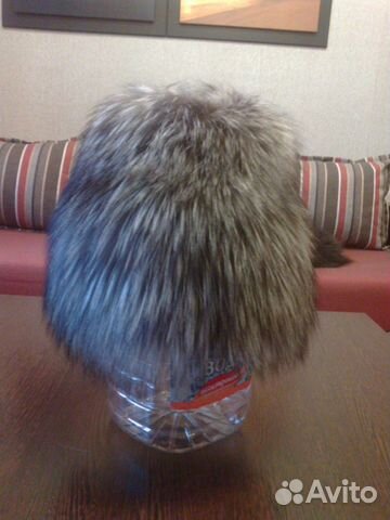 Шапка зимняя б/у из вязаной чернобурки - стожок
