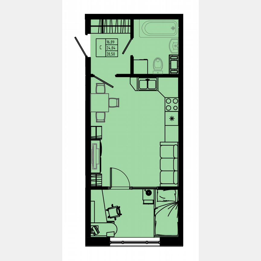 Квартира-студия, 32,7 м², 3/8 эт.