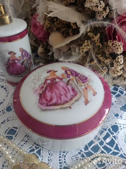 Шкатулка флакон парфюмерный набор винтаж фарфор