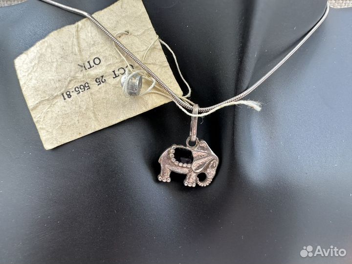 Кулон слоник серебро 916 звезда с биркой СССР