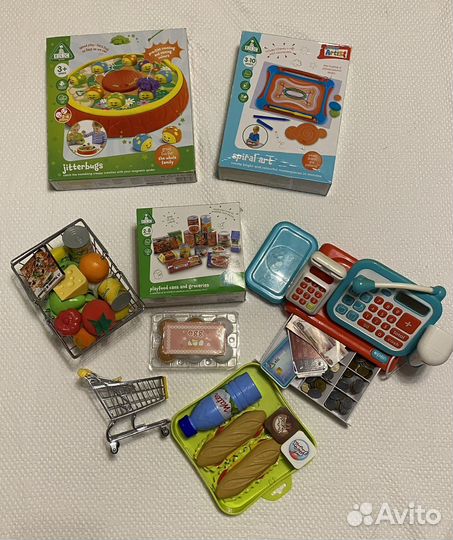 Игрушки ELC магазин, касса, рыбалка, трафареты