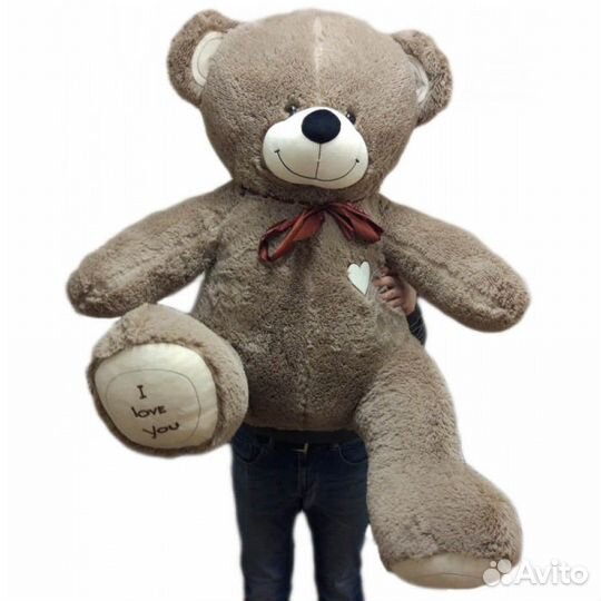 Плюшевый Мишка с вышивкой сердечком кофейный