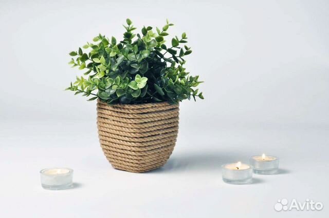 Кашпо из джута. Кашпо квадратное