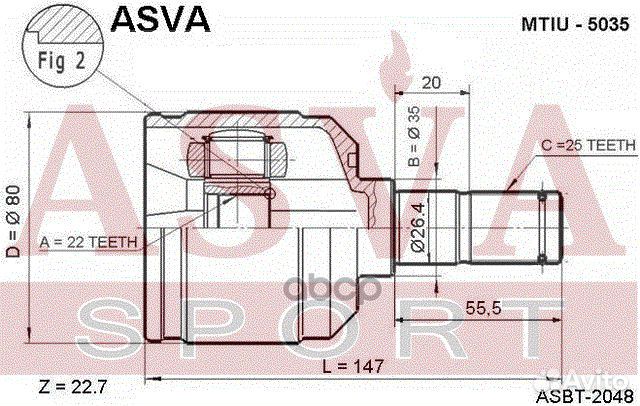 ШРУС внутренний 22x35x25 mtiu-5035 asva