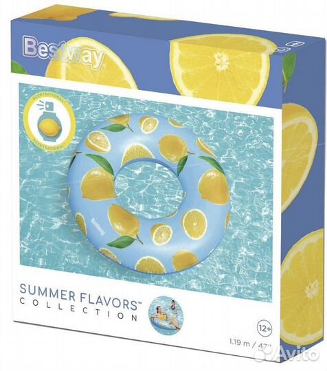 Круг надувной для плавания с ароматом лимона