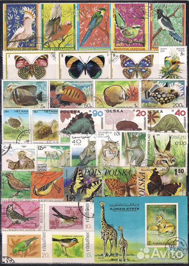Флора фауна коллекция марок