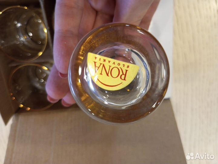 Набор стопок 6 шт. с золотом Чехия Rona