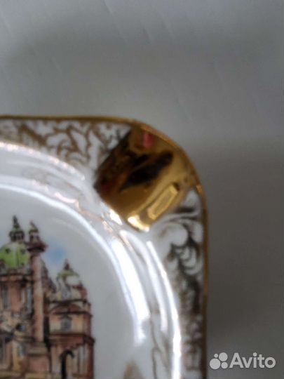 Винтажная фарфоровая пепельница Австрия, позолотой