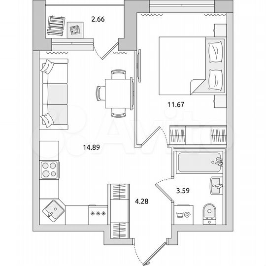 1-к. квартира, 37,1 м², 11/21 эт.