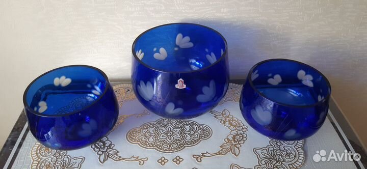 Продам посуду из цветное синего стекла времен СССР