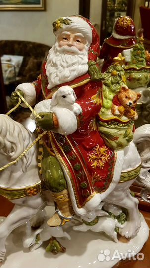 Дед Мороз на лошади Фарфор 42см Fitz and Floyd