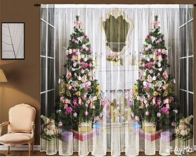 Штора новогодняя