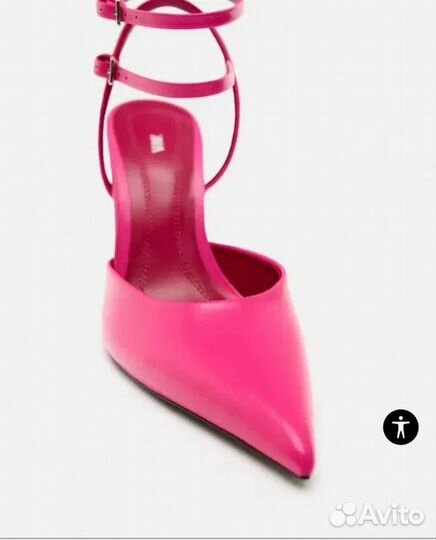 Zara туфли кожа 37 39 barbie pink heels