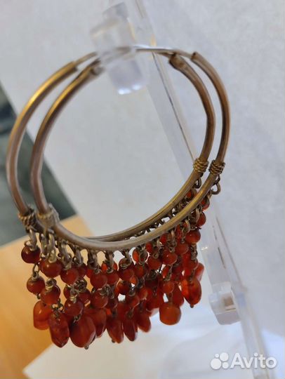 Серьги Конго с сердоликом