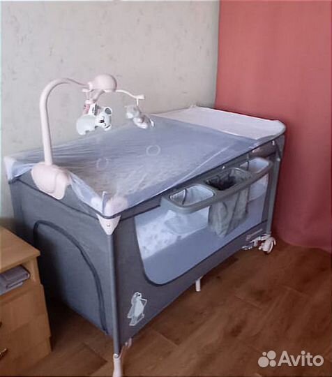 Кровать-манеж Kinderkraft Joy с аксес-ми(pink)