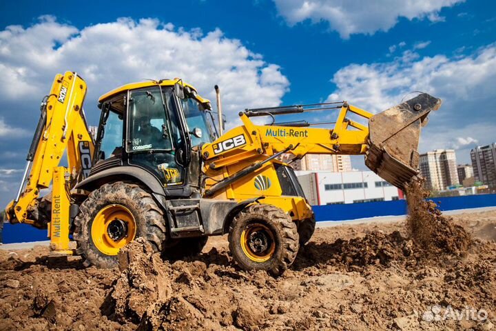 Аренда услуги экскаватора погрузчика, гидромолот