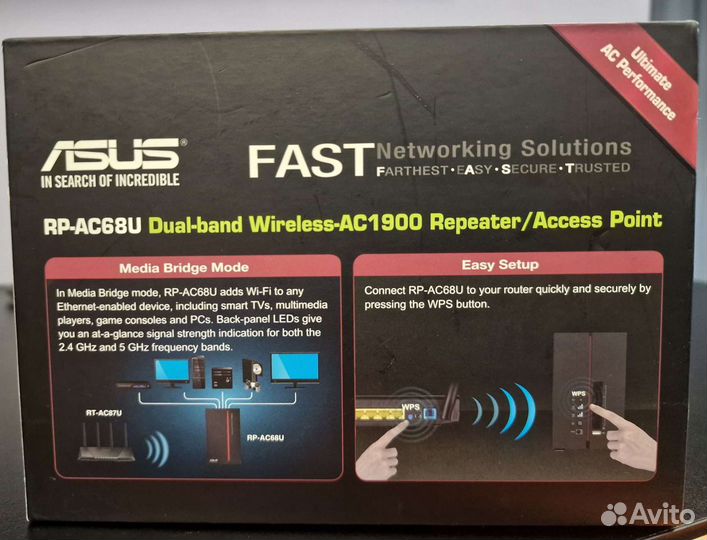 Усилитель Wi-Fi сигнала asus RP-AC68U