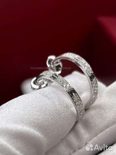 Серьги Cartier Love белое золото 750, бриллианты