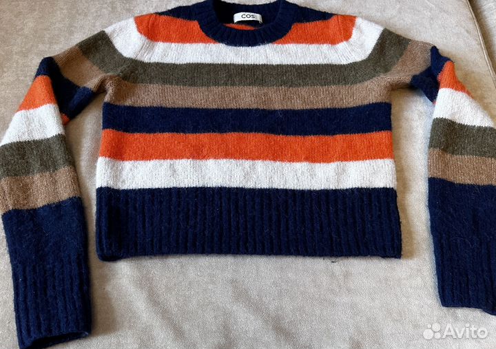 Шерстяной свитер Cos в яркую полоску, размер xs