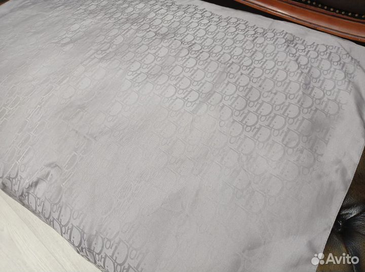 Платок 95см серо-стальной шелк dior италия