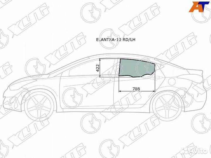 Стекло двери задней левой Hyundai Elantra 5