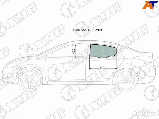 Стекло двери задней левой Hyundai Elantra 5
