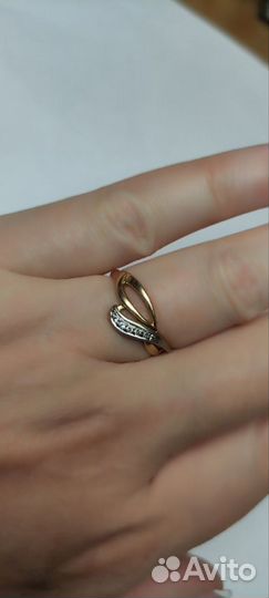 Золотое кольцо с бриллиантами 585 РФ