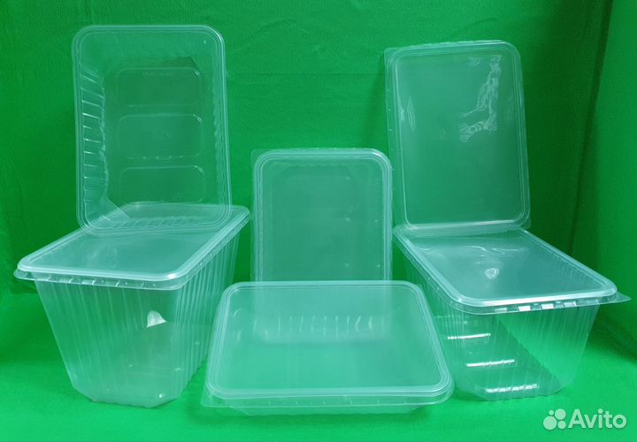 Прозрачный чёрный прямоугольный большой контейнер