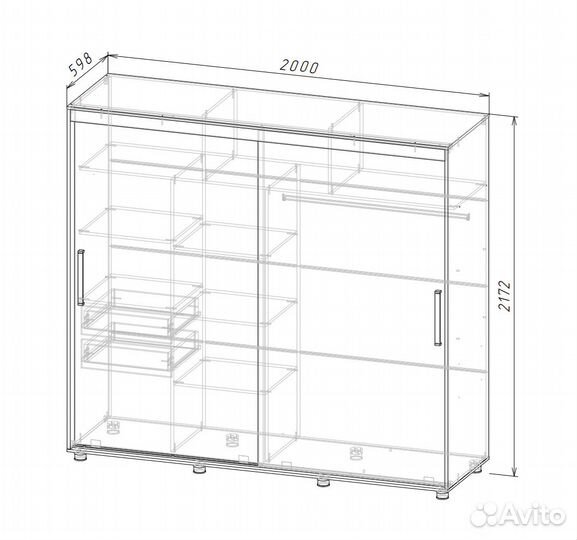 Комфорт-12 Шкаф-купе Прайм 2 м Прямоугольный
