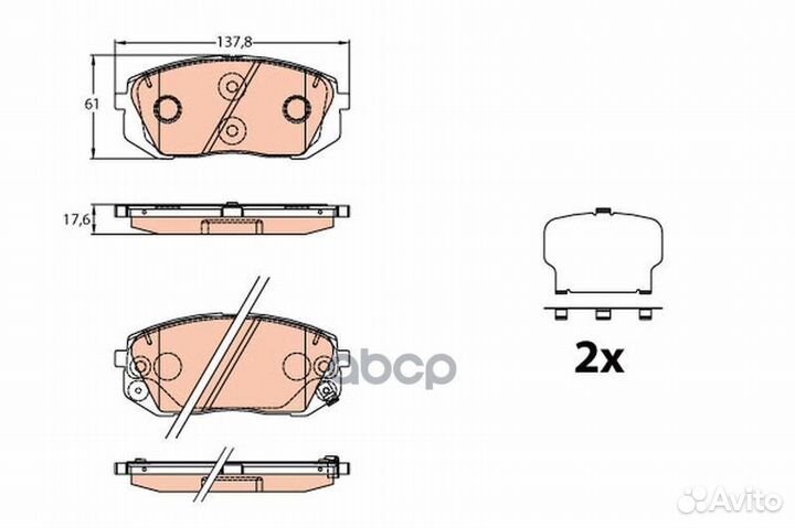Колодки передние hyundai i40 2015- GDB3640 GDB3