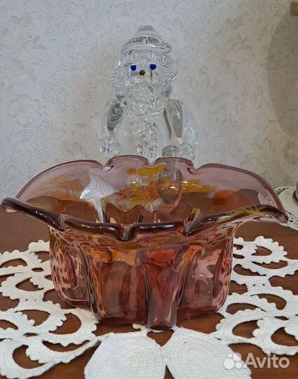 Ваза конфетница цветное стекло