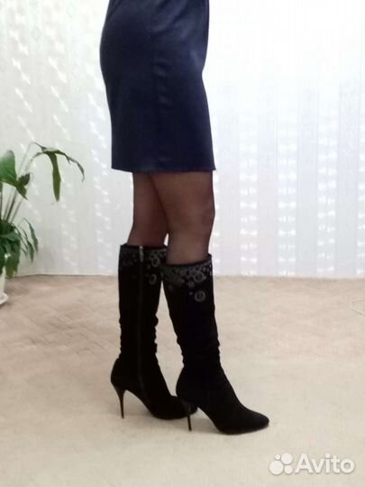 Сапоги замшевые, весна