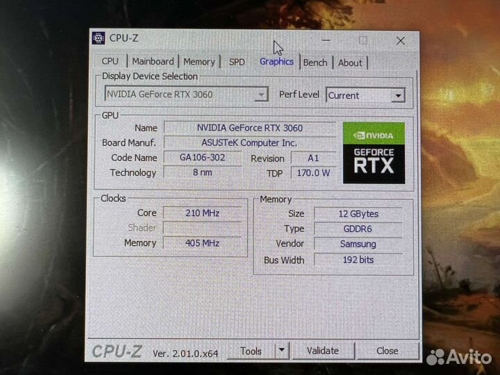 Видеокарта Asus TUF RTX3060 012G V2 Gaming