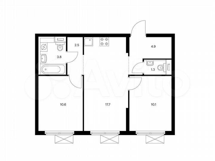 2-к. квартира, 50,9 м², 15/25 эт.